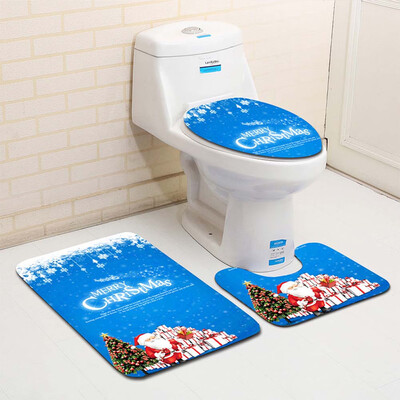 

Gobestart 3PCS Fancy Santa Toilet Seat Cover&Rug Bathroom Set Christmas Decor