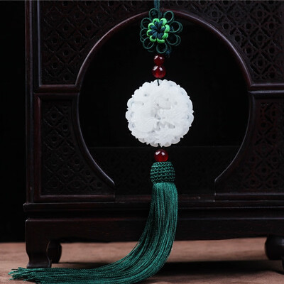 

National style Afghan white jade dragon&phoenix pendant couple jade Pei brand