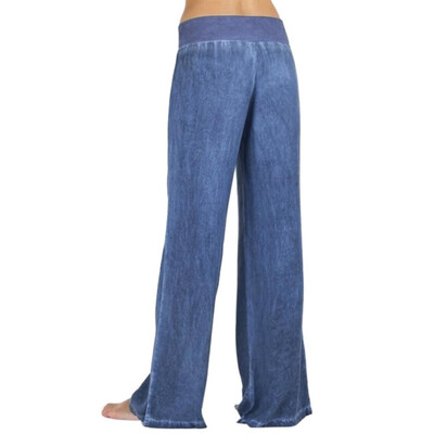 

Tailored Women Casual High Waist Elasticity Denim Wide Leg Palazzo Pants Jeans Trousers