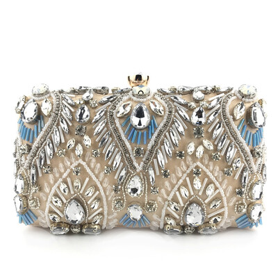 

Tailored Women Crystal Beaded Clutch Evening Chain Crossbody Bags Party HandBag