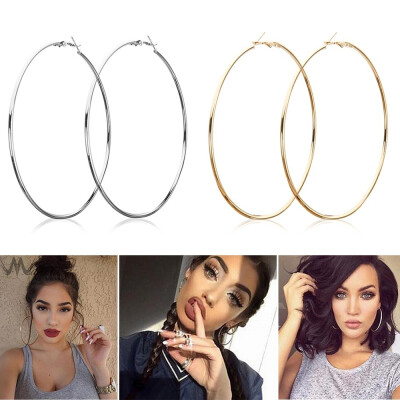 

Large Metal Thin Hoops Earrings Silver or Gold 10 cm9 cm Fashion