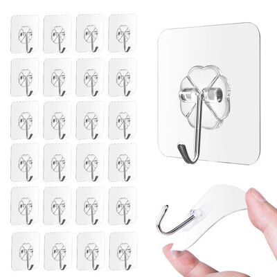 

Siaonvr Strong Transparent Suction Cup Sucker Wall Hooks Hanger Kitchen Bathroom 24Pcs