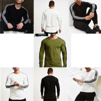 

Men Slim Fit Long Sleeve Muscle Tee Round Neck Shirts Casual Blouse T-shirt Tops