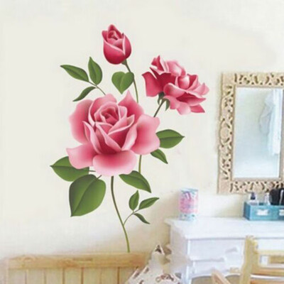 

Rose Flower Background Wall Sticker Decals Removable Home Room Mural Decor Art