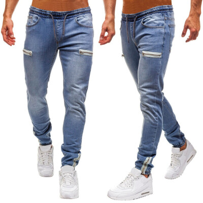 

Gobestart Mens Pure Color Denim Cotton Vintage Wash Hip Hop Work Trousers Jeans Pants