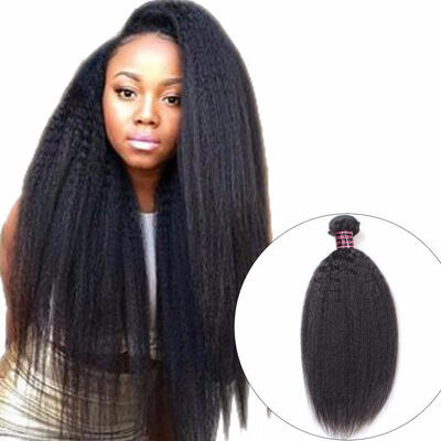 

Peruvian Kinky Straight Hair Weave Bundle Non Remy Human Hair Bundles Natural Black Color Yaki Human Hair Extension
