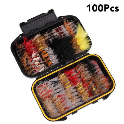 

4072100120pcs Fly Fishing Flies Trout Lures Flies Artificial Fishing Lures Bait with Waterproof Fly Box