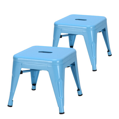 

Set of 2 Lightweight Tolix Kids Stool with Stackable Metal-Blue