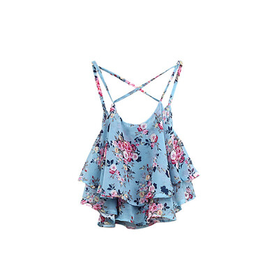 

Women Shirts Tanks Top Summer Clothing Spaghetti Strap Floral Print Shirt Vest Sexy Tanks Tops