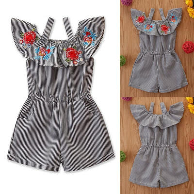 

Toddler Kids Clothing Baby Girls Cute Floral Ruffle Stripe Romper Jumpsuit Bodysuit Top Outfit Clothes