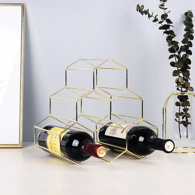 

Gobestart 6 Bottles Metal Wine Rack Countertop Free-stand Wine Storage Holder Space Saver