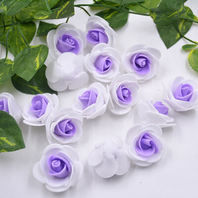 

FUNNYBUNNY 50pcslot 35cm Artificial Foam Rose Two-color Mini Flower Head Wedding Party Home DIY Decorative Materials
