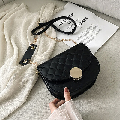

Small bag female 2019 on the new high-end fashion port wind retro saddle bag shoulder Messenger bag rhombic chain bag