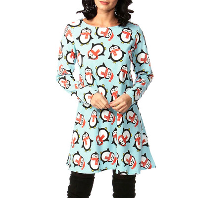 

Tailored Womens O-collar Snowman Gift Box Checker Printed Christmas Long Sleeve Shirt Blouses