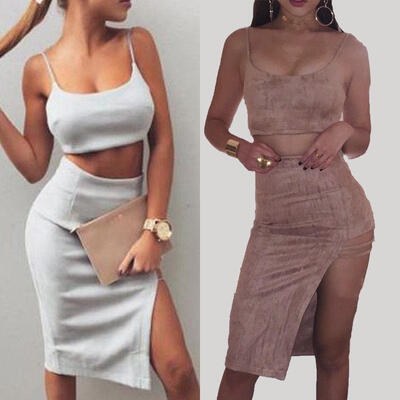 

Women Off Shoulder Tops Blouse Straped Crop Tops Shirt TWO-PIECE HIGH CUT DRESS HOT