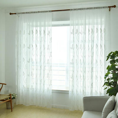 

25x1m Voile Window Curtains Wave Leaves Curtain for Living Room Bedroom