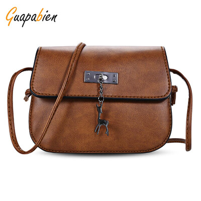 

Guapabien Women PU Leather Small Deer Ornaments Flap Shoulder Crossbody Bag