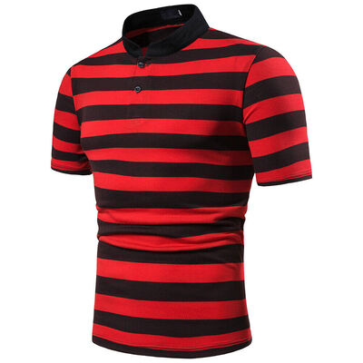 

Mens Short Sleeve Summer Stripe Collar Shirts Casual Slim Fit Dress Shirt Top