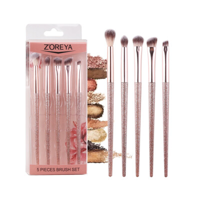 

〖Follure〗ZOREYA Zorya 5 Eye Makeup Set Pink Portable Fiber Bright Powder Handle Brush