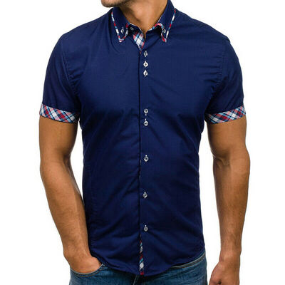 

SUNSIOM Luxury Mens Slim Fit Shirt Short Sleeve Stylish Formal Casual T-shirt Tops