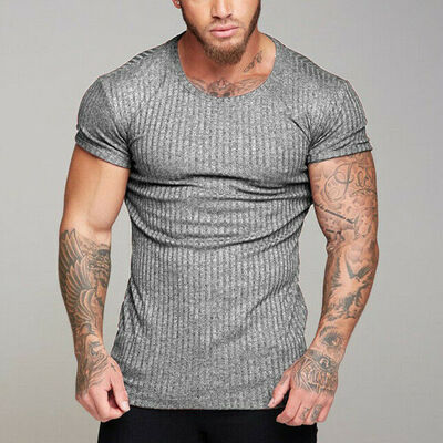 

Mens Slim Fit O Neck Short Sleeve Muscle Tee Shirts Casual T-shirt Tops Blouse