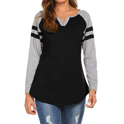 

Full Sleeve Striped Patchwork Women Casual Summer T Shirt Girl 2019 Tee Tshirt Loose Top T-Shirt