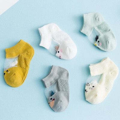 

5 Pairs Baby Boy Girl Cartoon Ankle Socks Newborn Infant Toddler Soft Mesh Socks
