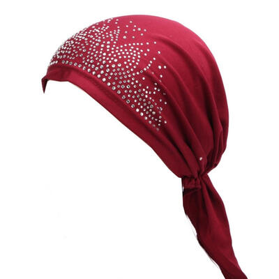 

Fashion Lady Rhinestone Muslim Turban Hat Chemo Cap Hair Loss Hijab Cap Cover