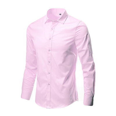 

Tailored Mens Fashion Business Leisure Lapel Pure Color Long-sleeved Shirt Top Blouse