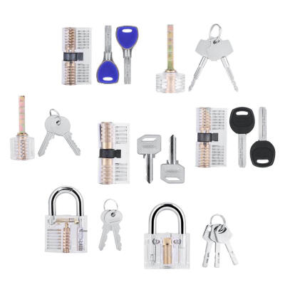 

Greensen 7 Pcs Transparent Padlock Set Pick Cutaway Practice Lock With Key Removing Hook Kit Tool