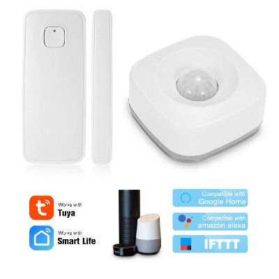 

WIFI PIR Motion Sensor Security Burglar Alarm Sensor & WIFI Door Sensor Tuya APP Control Compatible with Alexa Google Home IFTTT