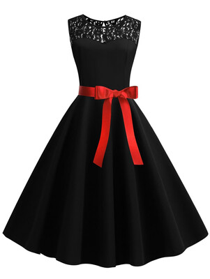 

Plus Size Lace Insert Vintage Pin Up Dress