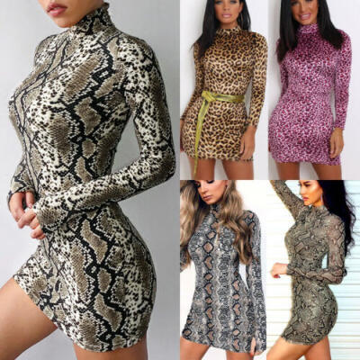 

Women Sexy Leopard Print Bodycon Evening Party Cocktail Club Pencil Mini Dress