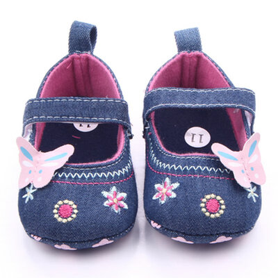 

Shoes Baby Girl Denim Toddler Butterfly Embroidered Princess Crib Shoe First Walkers