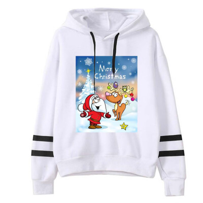 

Tailored Women Christmas Print Hooded Long Sleeves Sweatshirt Hooded Pullover Tops Shirt