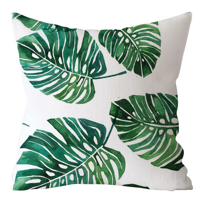 

〖Follure〗Green Leaf Printed Pillow Case Polyester Sofa Car Cushion Cover Home Decor