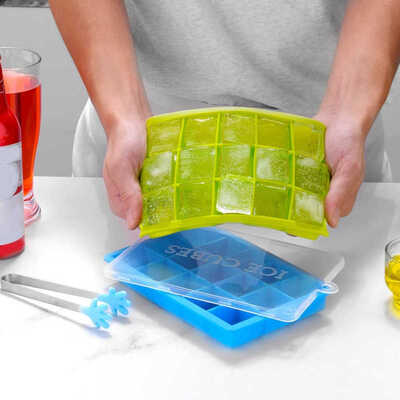 

15 24holes Square Ice Cubes Making Box with Lids Fruit Puree Jelly Molds Home Kitchen Fridge Drinking Jelly Pudding Making Tool