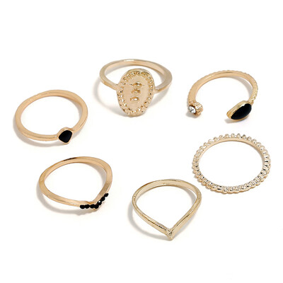 

1Set Bohemia Flowers Crystal Crown Finger Ring Sets Trendy Silver Joint Knuckle Rings Women Jewelry Accessories Gifts