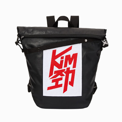 

OIWAS KiM Cool College School Student Black Backpack Canvas Waterproof Daypack Fashion Rucksack Large Bookbag with Unique Design