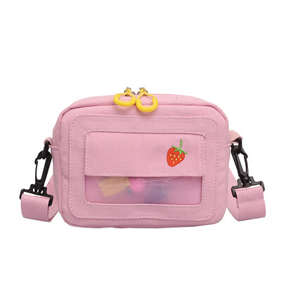 

Womens Bag Fashion inclined BAG canvas single shoulder Korean version transparent bag womens 100 sets jelly ins wind small