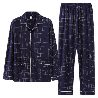 

Mens Cotton Plaid Pajamas Set Button Down Pockets Long Sleeve Pajama With Pants For Autumn Winter