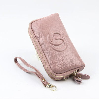 

Factory direct 2019 new leather European&American fashion wind mobile phone bag double zipper ladies clutch bag purse