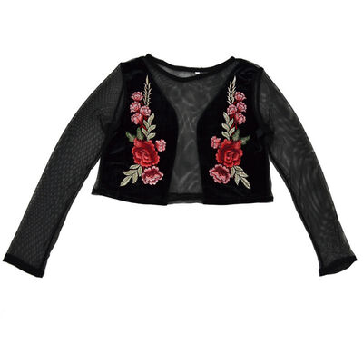 

Women Long Sleeve Floral Hollow Out Cropped Tops Party Club T-shirt
