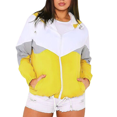 

Toponeto 2018 Women Autumn Long Sleeve Thin Skin suits Hooded Zip Stitching Coat BK