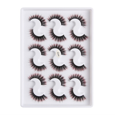 

Tailored 9 Pairs Of 3D Mink With Color Soft Long Curly And Warped Many Layer Eyelashes