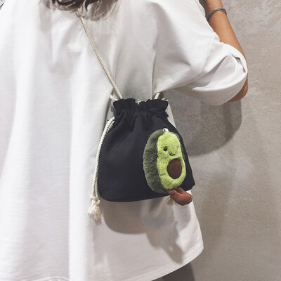 

Cartoon cute small bag female bag new 2019 casual canvas bucket bag summer small fresh shoulder Messenger bag