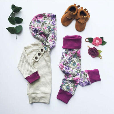 

UK Newborn Kids Baby Girl Floral Sweatshirt Hoodie Tops Pants Outfit Set Clothes