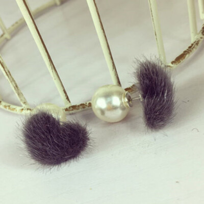 

New Arrival Double Wear Love Plush Pearl Earrings Women Stud Earrings