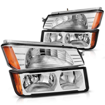 

Headlight Assembly for 2002-2006 Chevy Avalanche with BODY CLADDING Chrome Housing Amber Refletor with Signal Lights