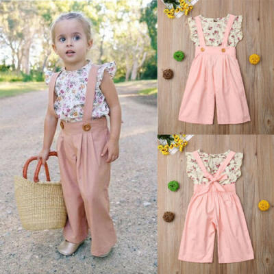 

2PCS Toddler Kids Baby Girls Summer Clothes Ruffle T-shirt Tops Pants Outfit Set